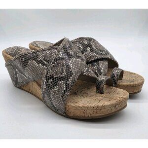 Donald Pliner Wedge Sandals Women's Size 9.5 M Snake Print Open Toe Heels Shoes